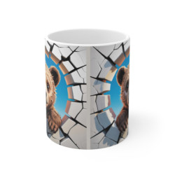 Mug Ourson 3D  Tasse Bébé Ours Effet Mur Cassé Illustration Mignonne et Réaliste 325ml