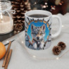 Mug Loup 3D Bébé Loup aux Yeux Vairons  Tasse Effet Mur Cassé  Illustration Mignonne Animale 325ml
