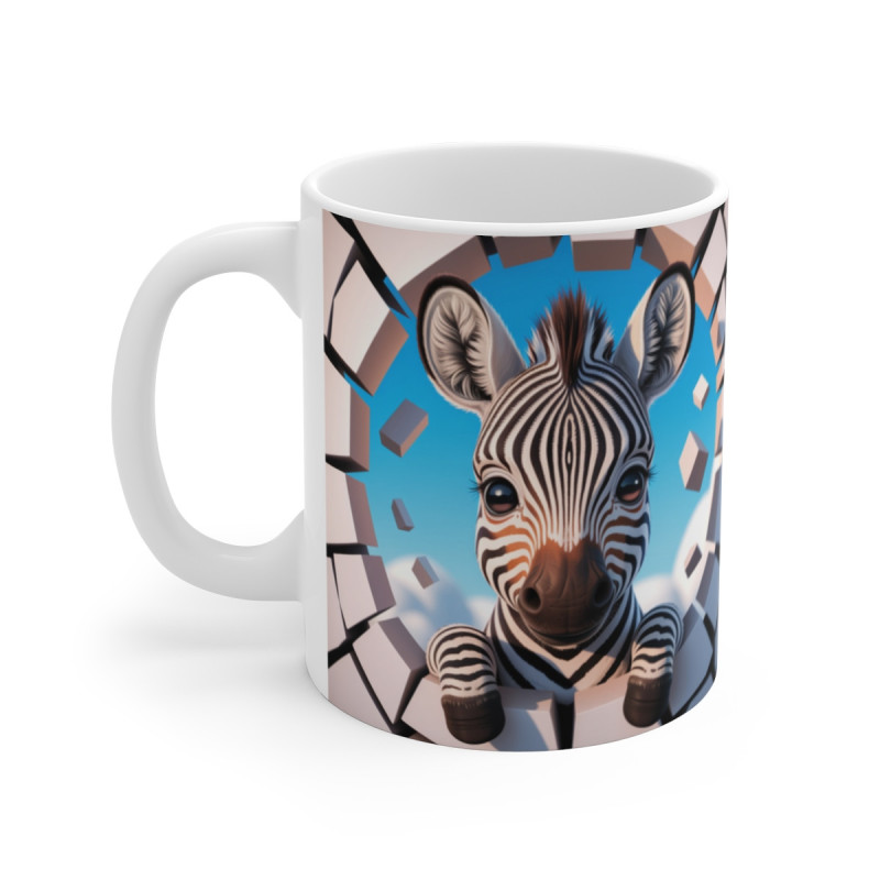 Mug Bébé Zèbre 3D Tasse Animaux Mignons  325ml Effet Mur Cassé Cadeau Original Safari pour enfant et adulte