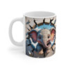 Mug Bébé Éléphant 3D Tasse Effet Trompe-l’œil Mur Éclaté Céramique Originale Jungle & Savane