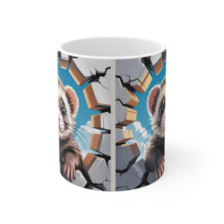 Mug Bébé Furet 3D Tasse Mur Éclaté Effet Réaliste Céramique Mignonne Animaux Forêt 325ml