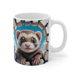 Mug Bébé Furet 3D Tasse Mur Éclaté Effet Réaliste Céramique Mignonne Animaux Forêt 325ml