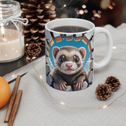Mug Bébé Furet 3D Tasse Mur Éclaté Effet Réaliste Céramique Mignonne Animaux Forêt 325ml