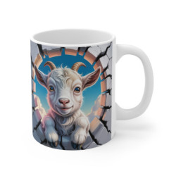 Tasse Bébé Chèvre 3D Mug Effet Mur Cassé  Animal Mignon de la Ferme Céramique Originale 325ml