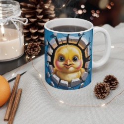Tasse Poussin Mignon 3D Mug Jaune Kawaii Effet Mur Cassé  Idée Cadeau Enfant ou Pâques