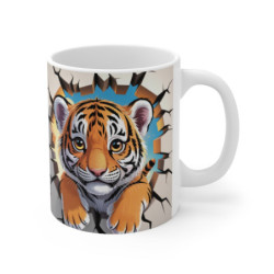 Tasse Tigre Mignon 3D  Mug Effet Mur Cassé  Cadeau Original Enfant & Fan de Félins 325ml