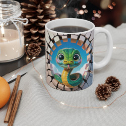 Tasse Serpent Mignon 3D  Mug Reptile Original Effet Mur Cassé  Cadeau Fun pour Enfants et Passionnés