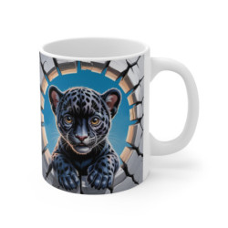 Tasse Panthère Noire Bébé 3D  Mug Animal Original Effet Mur Cassé  Cadeau Unique pour Enfants et Amoureux des Félins