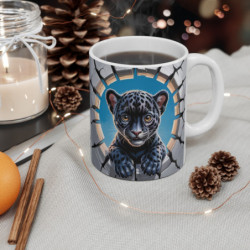 Tasse Panthère Noire Bébé 3D  Mug Animal Original Effet Mur Cassé  Cadeau Unique pour Enfants et Amoureux des Félins