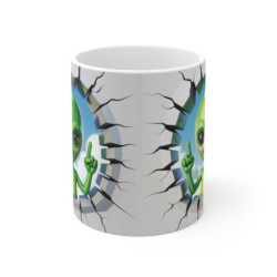 Tasse Alien 3D  Mug Extraterrestre Marrant Effet Mur Cassé Cadeau Original pour Fans de Science-Fiction et Geek