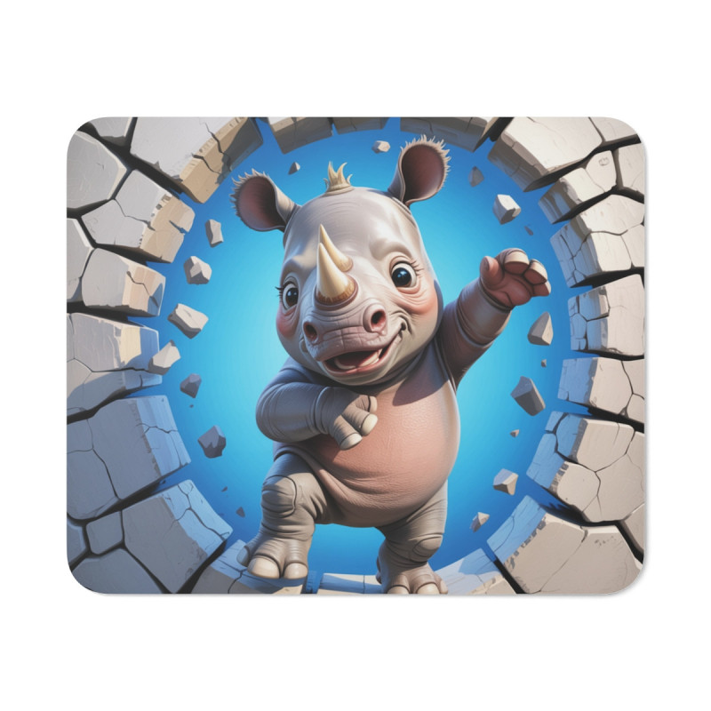 Tapis souris rhinocéros mignon 22x18 cm antidérapant 2mm idée cadeau