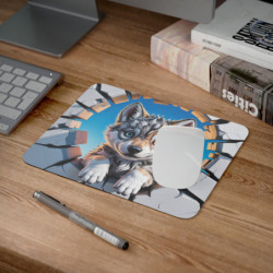 Tapis souris loup mignon 22x18 cm antidérapant 2mm Idée cadeau gamer