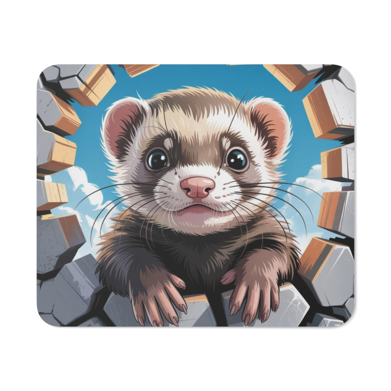 Tapis de souris furet mignon 22x18 cm – Antidérapant & lavable Idée cadeau gamer