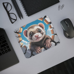 Tapis de souris furet mignon 22x18 cm – Antidérapant & lavable Idée cadeau gamer