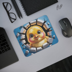 Tapis de souris poussin  22x18 cm  Antidérapant Motif poussin mignon fond bleu Surface lisse pour bureau et gaming