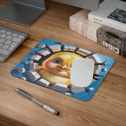 Tapis de souris poussin  22x18 cm  Antidérapant Motif poussin mignon fond bleu Surface lisse pour bureau et gaming