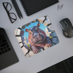 Tapis de souris hippopotame 22x18 cm  Base antidérapante Design cartoon animal mignon  Surface lisse et durable