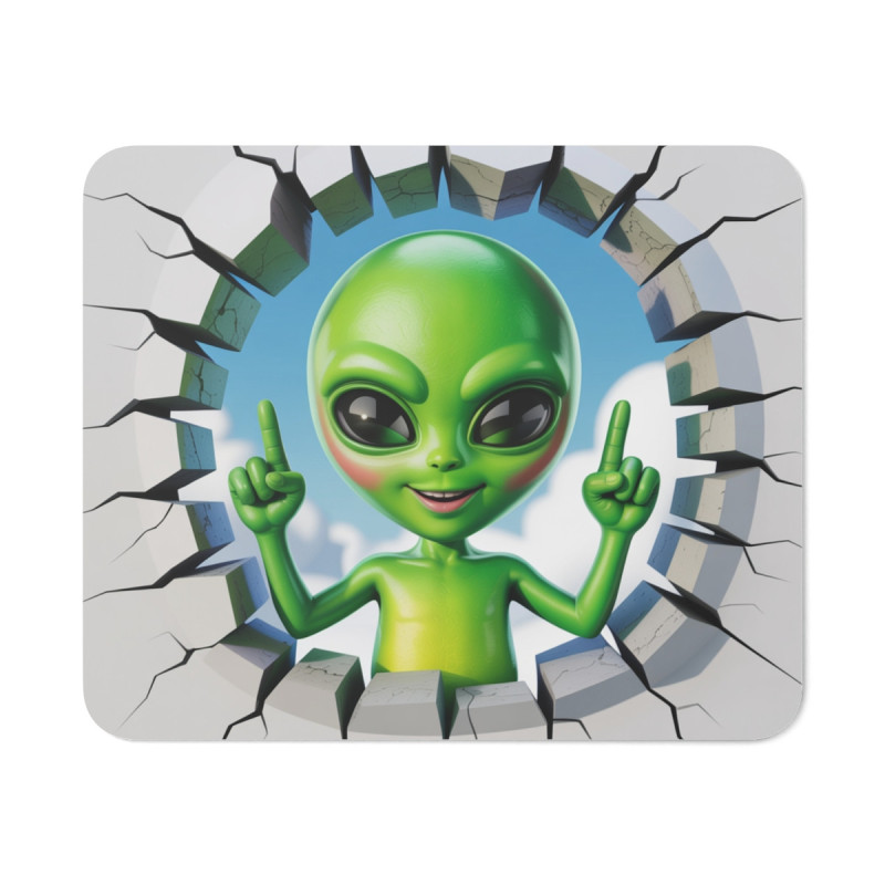 Tapis de souris extraterrestre vert 22x18 cm Alien cartoon effet 3D  Surface lisse et base antidérapante