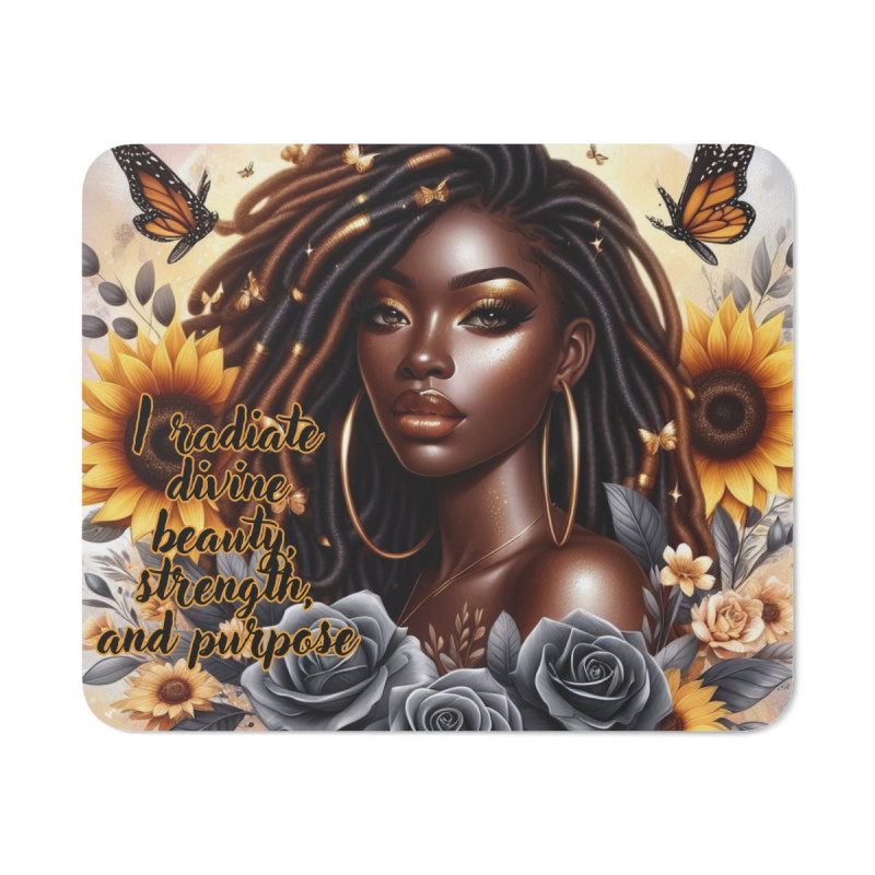 Tapis de souris Design afro féminin puissant 22x18 cm  Motivation et élégance au quotidien