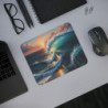 Tapis de souris océan Vague puissante au coucher du soleil Design marin artistique 22x18 cm Inspiration nature et énergie