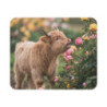 Tapis de souris veau Highland Scène champêtre fleurie Tapis doux 22x18 cm  Ambiance nature et tendresse à votre bureau
