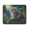 Tapis de souris bébé léopard aux yeux bleus Tapis 22x18 cm doux et antidérapant Ambiance féerique pour bureau ou gaming