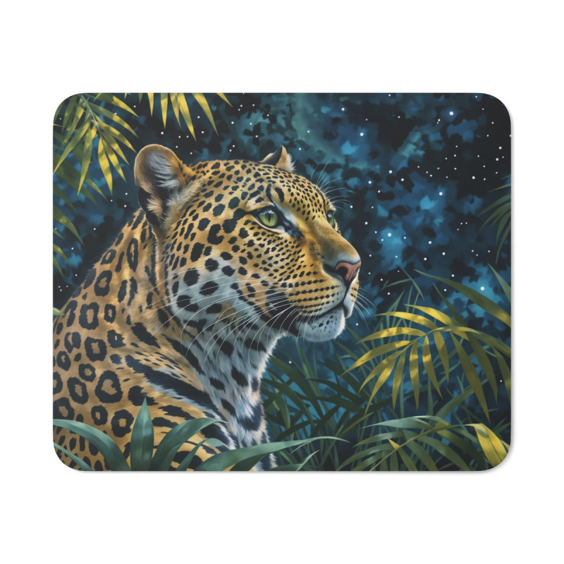 Tapis de souris Léopard Art jungle de nuit Élégance sauvage Surface lisse 22x18 cm Pour bureau, gamer et déco animale