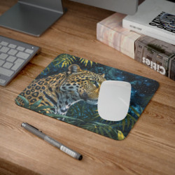 Tapis de souris Léopard Art jungle de nuit Élégance sauvage Surface lisse 22x18 cm Pour bureau, gamer et déco animale