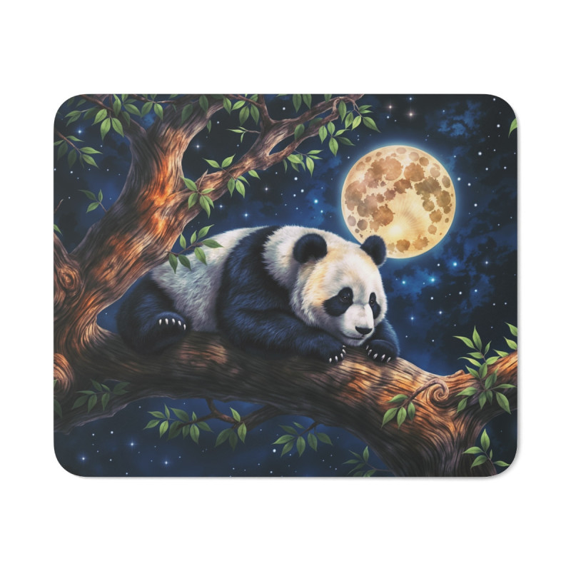 Tapis de Souris Panda Rêveur Illustration Nocturne avec Pleine Lune Design Apaisant et Mignon Idée Cadeau Zen & Relaxante