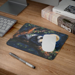 Tapis de Souris Panda Rêveur Illustration Nocturne avec Pleine Lune Design Apaisant et Mignon Idée Cadeau Zen & Relaxante