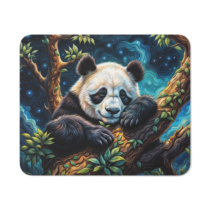 Tapis de Souris Panda Cosmique Illustration Rêveuse sous Ciel Étoilé Style Fantastique Zen & Nature