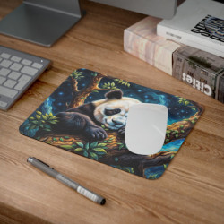 Tapis de Souris Panda Cosmique Illustration Rêveuse sous Ciel Étoilé Style Fantastique Zen & Nature