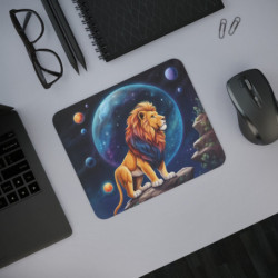 Tapis de Souris Lion Cosmique Illustration Galactique du Roi de la Jungle Design Puissant et Spirituel