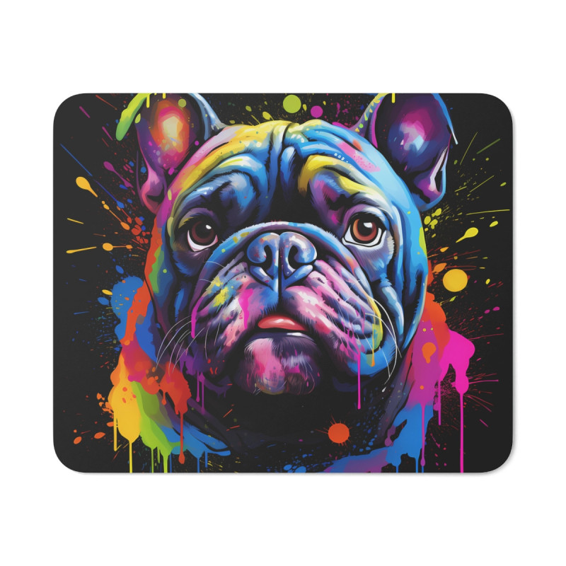 Tapis de Souris Bulldog Pop Art Design Multicolore Éclatant Style Graffiti et Street Art