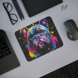 Tapis de Souris Bulldog Pop Art Design Multicolore Éclatant Style Graffiti et Street Art