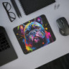 Tapis de Souris Bulldog Pop Art Design Multicolore Éclatant Style Graffiti et Street Art