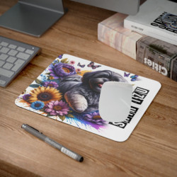Tapis de Souris Shih Tzu Fleurs et Papillons  Illustration Colorée Style Artistique Idée cadeau