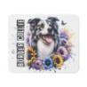 Tapis de Souris Border Collie Fleurs Colorées  Illustration Artistique de Chien Heureux Idée cadeau