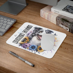Tapis de Souris Border Collie Fleurs Colorées  Illustration Artistique de Chien Heureux Idée cadeau