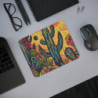 Tapis de Souris Cactus Désert Pop Art Design Psychédélique Coloré Jaune Rouge Vert Idée cadeau
