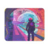 Tapis de Souris Futuriste  Astronaute Face à la Planète  Illustration Cyber Espace Rétro Idée cadeau