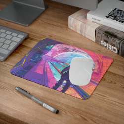 Tapis de Souris Futuriste  Astronaute Face à la Planète  Illustration Cyber Espace Rétro Idée cadeau