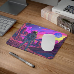 Tapis de Souris Astronaute Rétro Paysage Extraterrestre Psychédélique  Illustration Néon Futuriste Idée cadeau