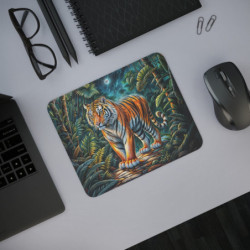 Tapis de Souris Tigre dans la Jungle  Illustration Artistique Nocturne Design Puissant & Élégant  Accessoire Déco ou Bureau