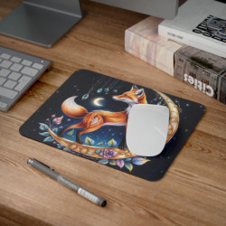 Tapis de Souris Renard Féerique sur Croissant de Lune Illustration Magique Nocturne  Décoration Mystique et Élégante