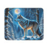 Tapis de Souris Loup Majestueux Forêt Enneigée Nocturne Design Mystique  Accessoire Bureau Gaming