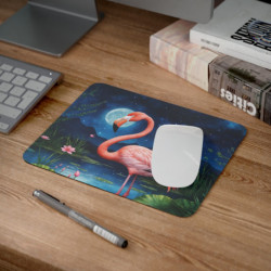 Tapis de Souris Flamant Rose & Lune  Design Poétique Nocturne Accessoire de Bureau ou Gaming
