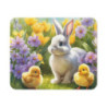 Tapis de Souris Lapin Blanc et Poussins dans un Champ de Fleurs  Idéal Bureau & Gaming