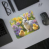 Tapis de Souris Lapin Blanc et Poussins dans un Champ de Fleurs  Idéal Bureau & Gaming