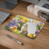Tapis de Souris Lapin Blanc et Poussins dans un Champ de Fleurs  Idéal Bureau & Gaming